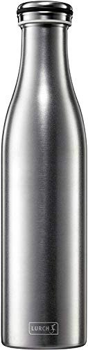 Lurch 240964 Isolierflasche/Thermoflasche für heiße und kalte Getränke aus doppelwandigem, gesandstrahltem Edelstahl 0,75l, Silber von Lurch