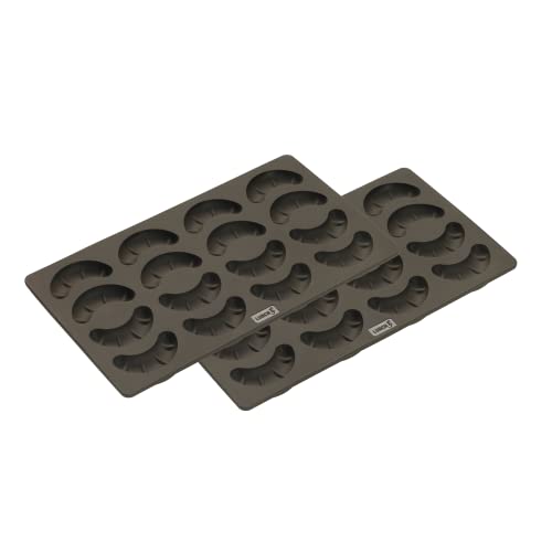 Lurch 565015 FlexiForm Kipferl 2er Set / 2 Backformen für je 16 Kipferl aus 100% BPA-freiem Platin Silikon von Lurch