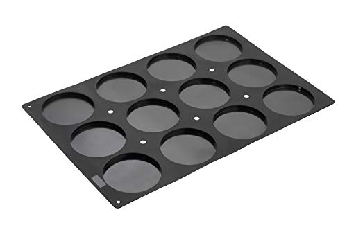 Lurch 67112 FlexiGastro Backform aus 100% BPA-freiem Platin Silikon 12er Diskus, schwarz, 60 x 40 cm, Gastronomie von Lurch