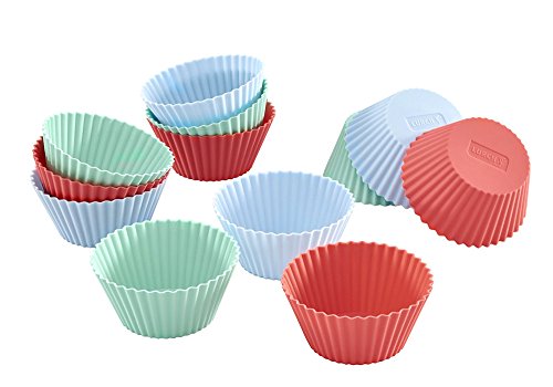 Lurch 83013 FlexiForm Muffinliner / Muffinförmchen 12er Set aus aus 100% BPA-freiem Platin Silikon, Innenmaß 6,6 x 3,1 cm, Pastel Mix von Lurch