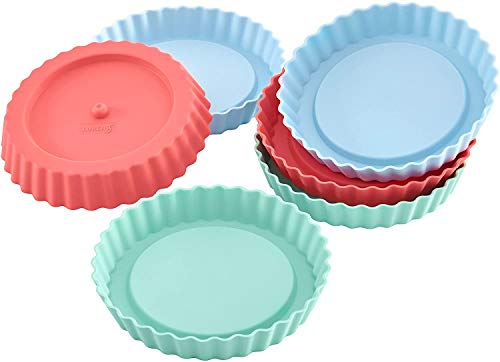 Lurch 83016 FlexiForm Tortelett 6er Set / 6 Backförmchen für 6 kleine Küchlein, aus 100 % BPA-freiem Platin Silikon, pastel mix, 12.3 x 12.3 x 5 cm von Lurch