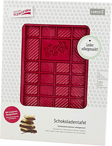 Lurch 83090 Schokoladentafel / Gussform mit Blumenmotiv aus 100% BPA-freiem Platin Silikon, ruby von Lurch