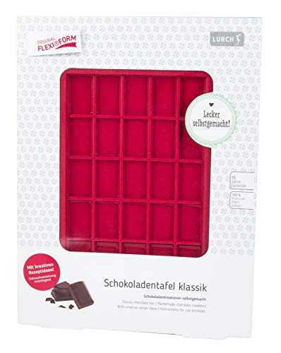 Lurch 83092 FlexiForm Gussform für eine Schokoladentafel aus 100% BPA-freiem Platin Silikon, ruby, rubinrot, Tafel Klassik von Lurch