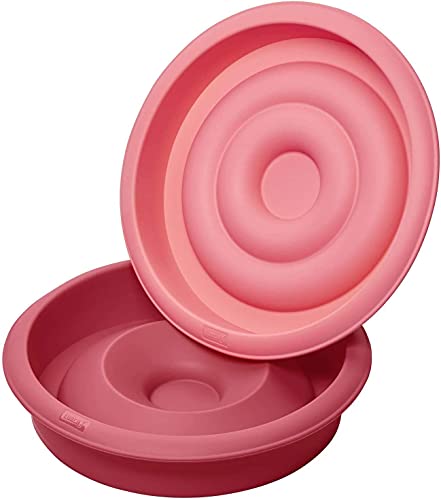 Lurch 85033 FlexiForm rund mit Herzfüllung 2teilig / Backform, Innenmaß 21 cm, aus 100% BPA-freiem Platin Silikon, rubinrot/watermelon von Lurch