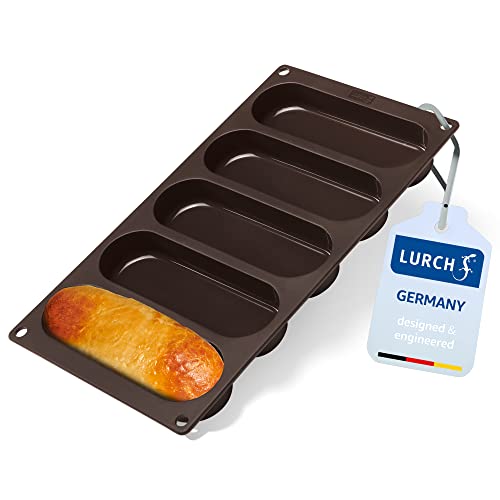 Lurch 85093 FlexiForm Hot Dog Buns L Backform für 5 Brötchen Silikon braun von Lurch