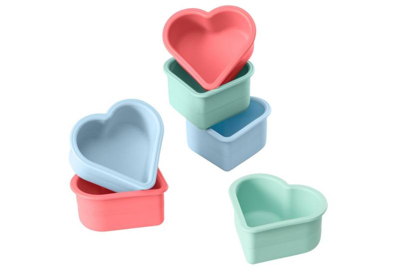 Lurch Backform Muffinliner Herz Silikon 6er Set Pastelfarben Mix, (6-tlg) von Lurch