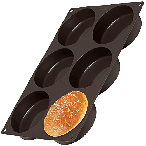 Lurch 85081 FlexiForm Burger Buns / Backform aus Silikon für 10 cm Pattys, 6-Fach, Braun von Lurch