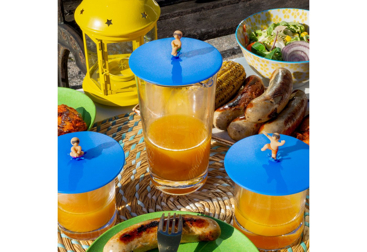Lurch Glas Sommerdeckel Splash Boys 3er Set Glasabdeckung, Silikon von Lurch