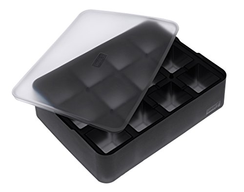 Lurch ICE FORMER Premium Eisbereiter aus Silikon mit Deckel für 12 Eiswürfel in der Größe 4cm, Schwarz, Würfel von Lurch