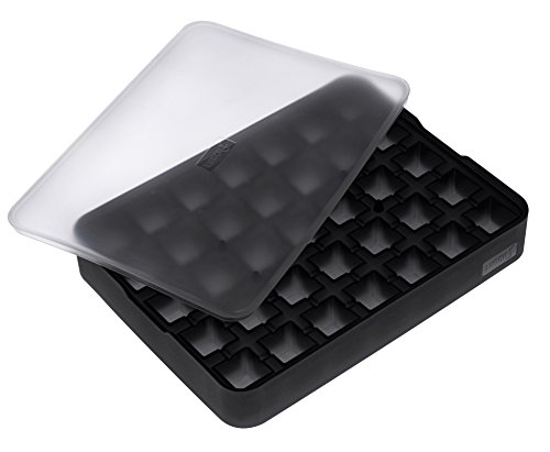 Lurch 240700 Ice Former "Cubes" / Eisbereiter aus 100% BPA-freiem Platin Silikon mit Deckel für 12 Eiswürfel (2 x 2 cm), Schwarz von Lurch