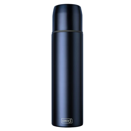Lurch Isolierflasche/Thermoflasche für heiße und kalte Getränke aus doppelwandigem Edelstahl mit Becher 0,75l, denim blue II von Lurch