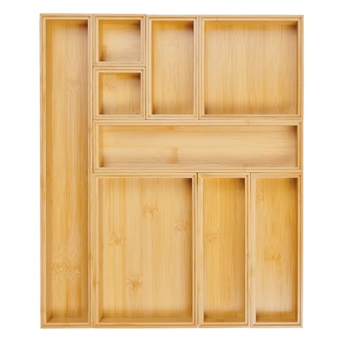 LURCH Organizer-System Box Bambus Set 9teilig mit neun praktischen, stapelbaren Aufbewahrungsboxen von Lurch