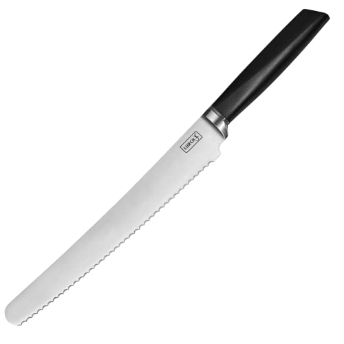 Lurch 230410 TANGO Brotmesser mit 23cm Wellenschliffklinge aus korrisionsbeständigem 3CR14 Messerstahl, Schwarz, Edelstahl von Lurch
