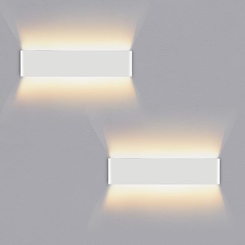 Lureshine 2 Stücke Wandleuchte Innen Auf und ab 16W 40cm Wandlampe Dekoration/Moderne Wandleuchte Aluminium Warmweiß 3000k Wandleuchten für Zimmer|Lernen|Treppe|Gang(Weiß) von Lureshine