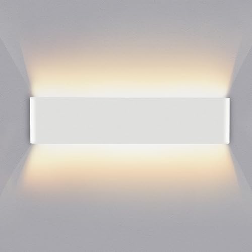 Lureshine Wandlampe Innen 40cm 16W Up and Down Wandlampe Aluminium Dekoration/Moderne Wandleuchte Innen Warmweiß 3000k Wandlampen für Wohnzimmer|Schlafzimmer|Korridor|Treppenhau(Weiß) von Lureshine