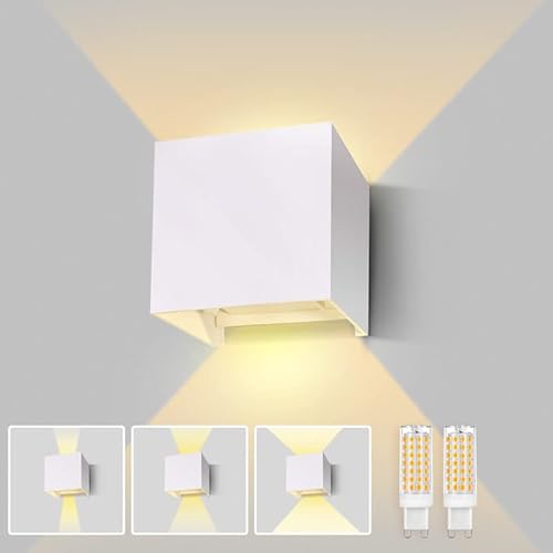 Lureshine Wandlampe mit Austauschbarer G9 LED Lampe Warmweiß 3000K Aluminium LED Wandleuchte Innen|Aussen Einstellbarer Abstrahlwinkel Wandbeleuchtung für Schlafzimmer Badezimmer Gang(Weiß,1 Stücke Lureshine Wandlampe mit Austauschbarer G9 LED Lampe Warmweiß 3000K Aluminium LED Wandleuchte Innen|Aussen Einstellbarer Abstrahlwinkel Wandbeleuchtung für Schlafzimmer Badezimmer Gang(Weiß,1 Stücke von Lureshine