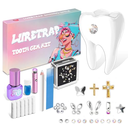 Luretrap DIY Tooth Gem Kit Zahnschmuck Set Y2K Trendiges 30-teiliges Kristallzahn-Edelstein-Set – Entfesseln Sie Ihr funkelndes Lächeln von Luretrap