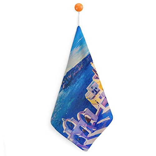 Handtuch Griechenland Insel Santorini Ölgemälde Lanyard Design Handtücher Geschirrtuch Für Zuhause Küche Badezimmer von Lurnise