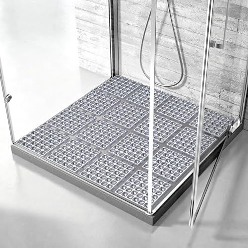 Lurowo Duschmatte rutschfest 60x60cm, Duscheinlage mit Saugnäpfe für Dusche oder Badewanne, Faltbare und schneidbare Rutschmatte für Dusche (Dunkelgrau, 60 x 60 cm) von Lurowo