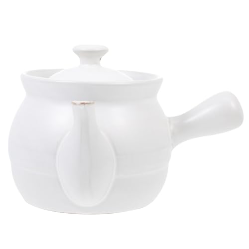 Lurrose Einhand Teekanne Japanische Teekanne Für Grüner Tee Chinesischer Medizintopf Weiße Teekanne Teekanne Keramik Medizintopf Aus Keramik (2.6L) von Lurrose