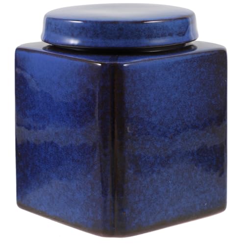 Keramik Teedose Kaffeedose Retro Vorratsdose: 950ml Blau Keramikdose mit Deckel Kekse Tee Kaffee Süßigkeiten Snack Gewürz Gebäck Kräuter Behälter Geschenkverpackung von Lurrose