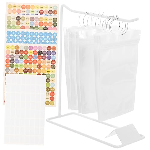Lurrose 1 Satz Diamond Picture Tool Aufbewahrungstaschen Set mit Halter und Ringen DIY Zubehör für Schreibtisch und Ordner Wiederverwendbare Transparente Tüten für Kreative Projekte von Lurrose