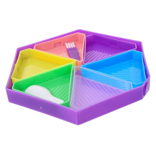 Lurrose 1 Satz Sechseckige Diamantscheibe Kunst-aufbewahrungstablett Tablett Mit Strassplatten Gestell Stand Punkt Spitze Untersetzer Herstellung Deckel Ringe Perlen Diamanten Tabletts Pp von Lurrose