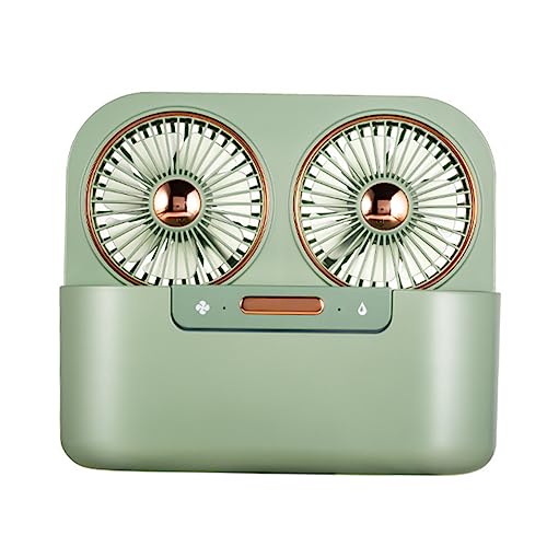 Lurrose 1 Satz USB Akku mit Zwei Sprühdüsen Kleiner Tischventilator und Luftbefeuchter für Zuhause und Büro Leise und Tragbar Kühlen und Befeuchten Grün von Lurrose