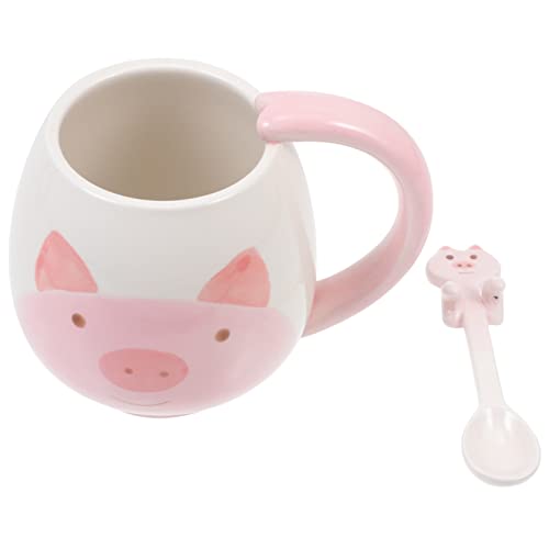 Lurrose 1 Set Keramik-Kaffeebecher mit Löffel, niedliches rosafarbenes Schweinchen, Tasse, Teetasse, Milchbecher, Trinkbecher, Neujahr, Weihnachten, Geburtstag, Geschenk für Frauen und Männer Lurrose 1 Set Keramik-Kaffeebecher mit Löffel, niedliches rosafarbenes Schweinchen, Tasse, Teetasse, Milchbecher, Trinkbecher, Neujahr, Weihnachten, Geburtstag, Geschenk für Frauen und Männer von Lurrose