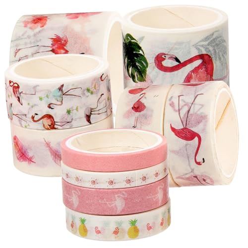 Lurrose 10 Rollen Washi-tape Washi Tape Kawaii Flamingo-maske Washi Tape Für Journaling Washi Tape Urlaub Washi Tape Glitzernd Blau Washi Tape Weihnachten Band Schüttgut Japanisches Papier von Lurrose