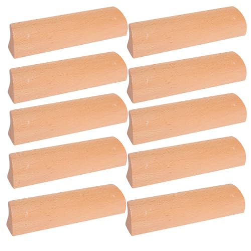 Lurrose 10 Stück Griff aus Massivholz Küchentürgriffe für Schränke Holzschrankgriffe Kleiderschrank -Türgriff Holzschrankknöpfe Holzschrank zieht Griffe Möbel zieht Möbelgriffe Buche Khaki von Lurrose