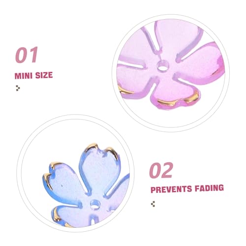 Lurrose 100 Stück Acryl Spacer Perlen mit Farbverlauf Kirschblüte Transparente Blüten Charms Mini Blumen Schmuckperlen für DIY Armbänder Halsketten Ohrringe von Lurrose
