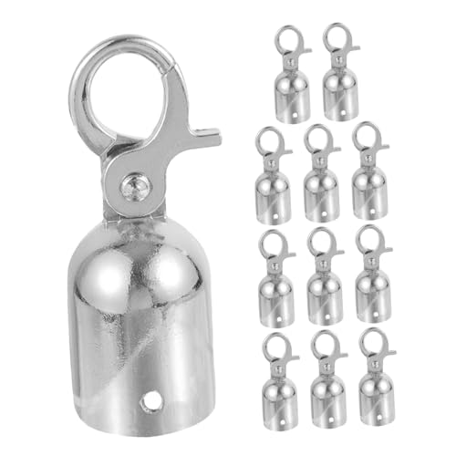 Lurrose 12 Stück Zubehör für Isolationsgürtel Seilhalter Hardware-Clips Endkappe des Absperrseils Karabinerhaken aus Legierung Schnurende Haken Hakenschnalle Zinklegierung Silber von Lurrose