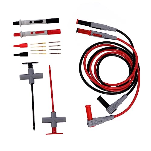 Lurrose 16 Stück Teiliges Multimeter Testleiterset mit Goldplattierten Messnadeln Rutschfestem Gummigriff Kompatibel mit Multimeter und Zangenmessgerät Vielseitig für Elektriker und von Lurrose