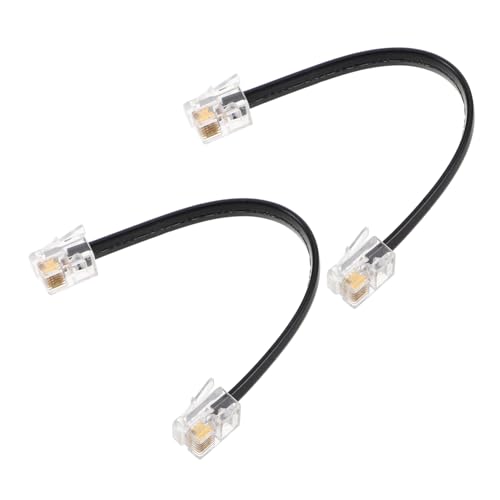 Lurrose 2 Pcs Flat Telefonleitung 6-Kern Kurzes Flachkabel-Mann Zum Männlichen Geraden Telefonkabel Für Das Stabilen Signalgetriebe Für Heim. von Lurrose