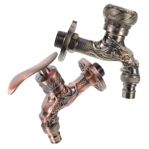 Lurrose 2 Stück Antik Kupfer Waschmaschine Wasserhahn Badezimmerarmatur für Zuhause Zufällige Farben Langlebig für Bad Küche und Balkon von Lurrose