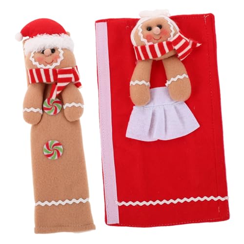 Lurrose 2 Stück Handschuhe für Kühlschrankgriffe Urlaubsgriffabdeckung weihnachtsgriff dekor Abdeckung Mikrowellengriffs Lebkuchen -Mann Kühlschrankgriff Deckung Griffschutz Stoff von Lurrose