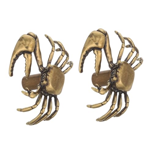 Lurrose 2 Stück Messing Krabben Schrankgriffe mit Großen Scheren Retro Türknöpfe für Küchenschränke Vintage Möbelgriffe für Kommode und Kleiderschrank Nautisches Design von Lurrose
