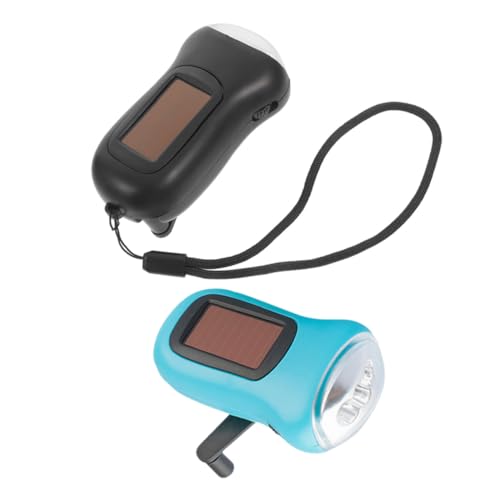 Lurrose 2 Stück Multifunktionale Solar kurbel taschenlampe Handkurbel und LED Robust für Camping Outdoor Notfälle Wiederaufladbar durch Solar Handantrieb Energiesparend von Lurrose