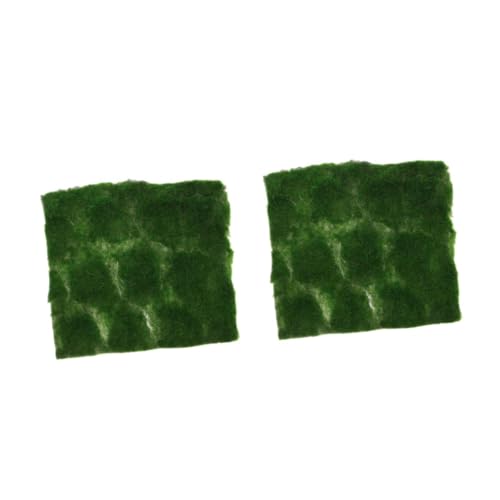 Lurrose 2 Stück Simulierte künstliche Moos-Wohnaccessoires kunstrasenmatten mikrolandschaft Graspolster Grass Rug gefälscht mit künstliche Grasmatte Simulation grüner Rasen Plastik Green von Lurrose