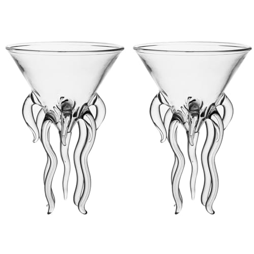 Lurrose 2 x Oktopus-Martini-Glas, kreative Cocktailgläser, Barkelche von Lurrose