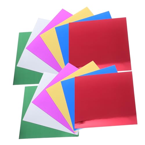 Lurrose 224 Blatt Metallic-farbkarton mit Spiegeloberfläche Farbiges Origami-faltpapier Leicht Vielseitig für Scrapbooking Kartenherstellung Partydekorationen Handliche für Unterwegs von Lurrose