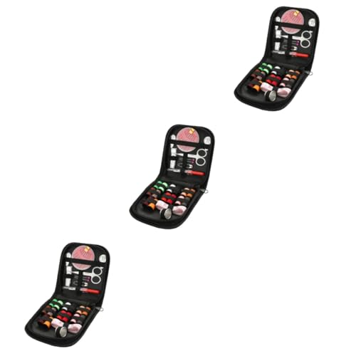 Lurrose 3 Sätze 27 Stück Scheren-Nähsets Reise mini Faden Erwachsene Reisen Nähzeug Sewing kit for mini nähset Sewing Set Nähset für Nähwerkzeuge Nützliches Nähzubehör Black von Lurrose
