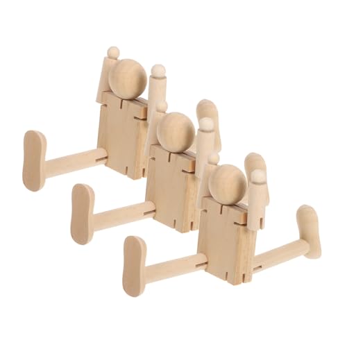 Lurrose 3 Stück Holzroboter Künstler menschliche Schaufensterpuppe aus Holz Kunst Mannequin Figur Actionfigur-Zeichnungsmodell Bewegliche Schaufensterpuppe Kunstfigurmodell Holzhand Khaki von Lurrose