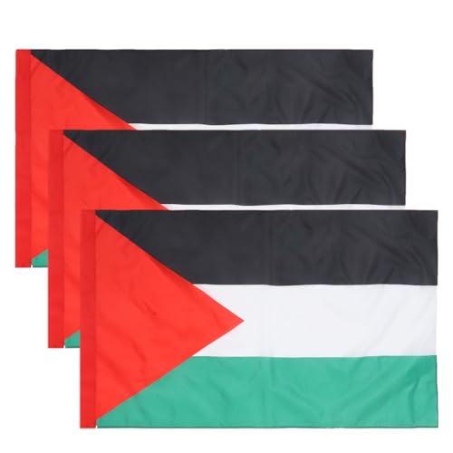 Lurrose 3-teilige Palästina-Flagge für den Außenbereich: 90 x 145 cm, palästinensisches Nationalbanner für Fahnenmast – winddichte Polyester-Flagge für Sportpartys, Festivals, Hofdekoration von Lurrose