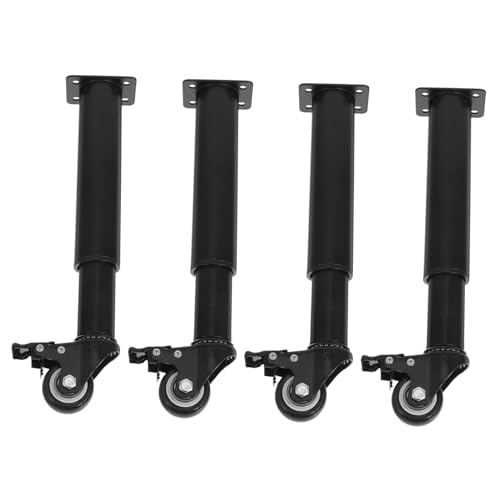 Lurrose 4 Stück Lenkrollen Metall tischbeine Verstellbare Tischbeine Stabile Tischbeine Verstellbare Couchbeine Kabinettsbeine verstellbare Bettbeine Couch Beine kaltgewalzter Stahl Black von Lurrose