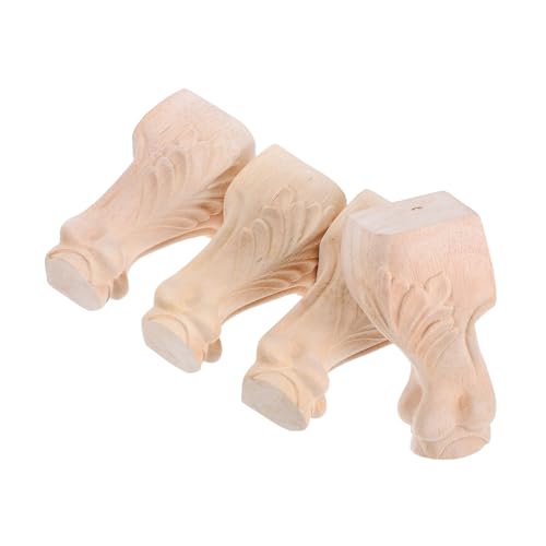 Lurrose 4 Stück Massive Holz möbelbeine Geschnitzt Stabile Tisch Sofabeine aus Vollholz für Tv schränke Kommoden Couchtische und DIY möbel Einfache Montage Vielseitig Einsetzbar von Lurrose