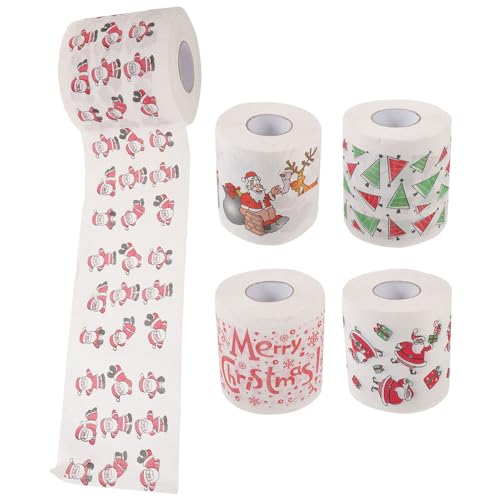 Lurrose 5 Rollen Weihnachts-Toilettenpapier Partyzubehör Tischdekoration Bad Toilettenpapier Blumen- Handtuch Retro-Dekor Weihnachtsbedarf Weihnachtsgewebe Buchstabe Getränke Produkt Vater von Lurrose