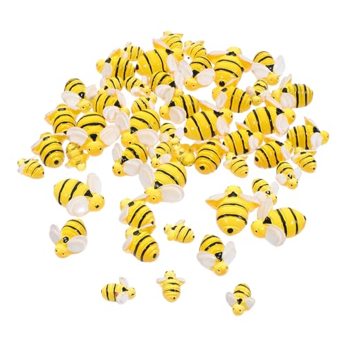 Lurrose 50 Stück Kleine Bienen Aus Kunstharz: Für DIY-bastelprojekte, Leuchtende Bienenanhänger Für Handyhüllen, Puppenhäuser – Minigärten, Partydekorationen, Süße Verzierungen Mit von Lurrose