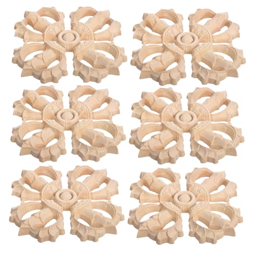 Lurrose 6 Stück Europäische Holzornamente für Möbel Geschnitzte Eckapplikationen aus Massivem Holz Unbemalt Dekorative Holzschnitzerei für Schranktüren Bettrahmen Wandspiegel DIY von Lurrose